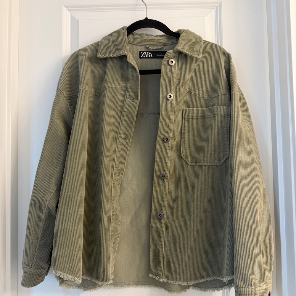 Zara Khaki Corduroy Utility Jacket